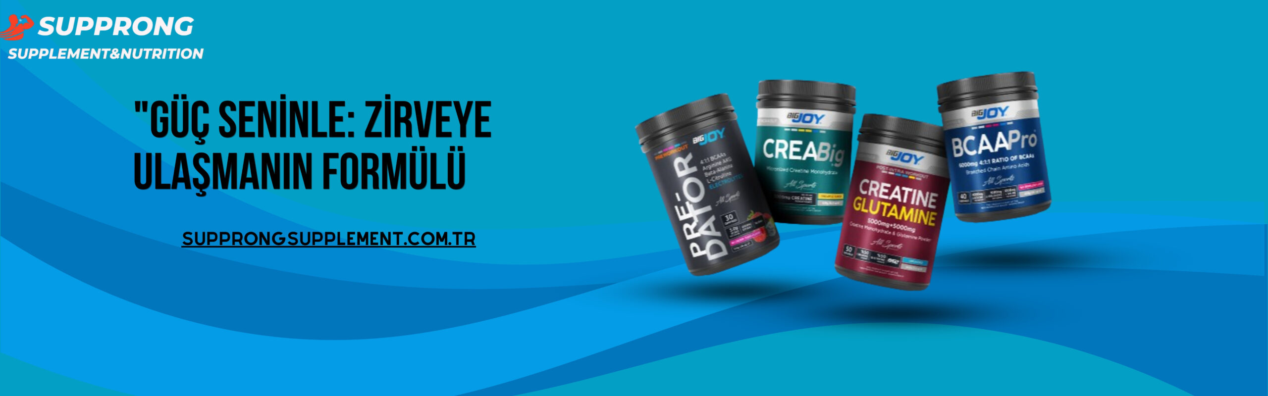 Sade Modern Çarpıcı Yeşil Sarı Spor Takviyesi Protein Tozu Alışveriş Banner (2560 x 800 piksel)